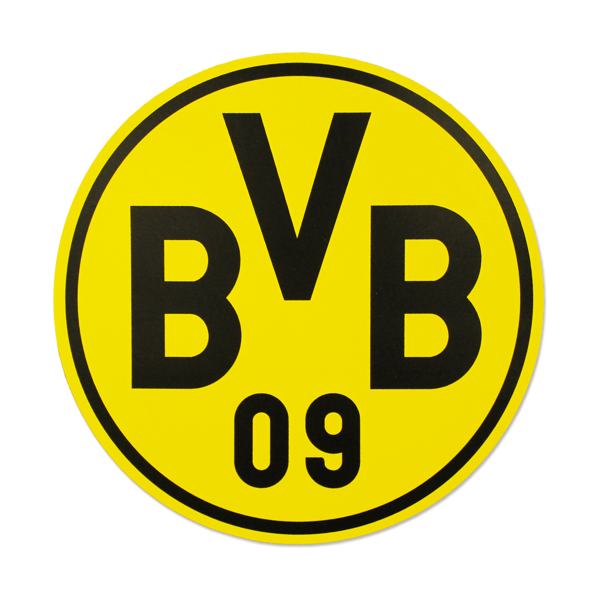 Logo noir et jaune du BVB portant l'inscription « BVB 09 », idéal comme symbole pour les supporters du Borussia Dortmund.