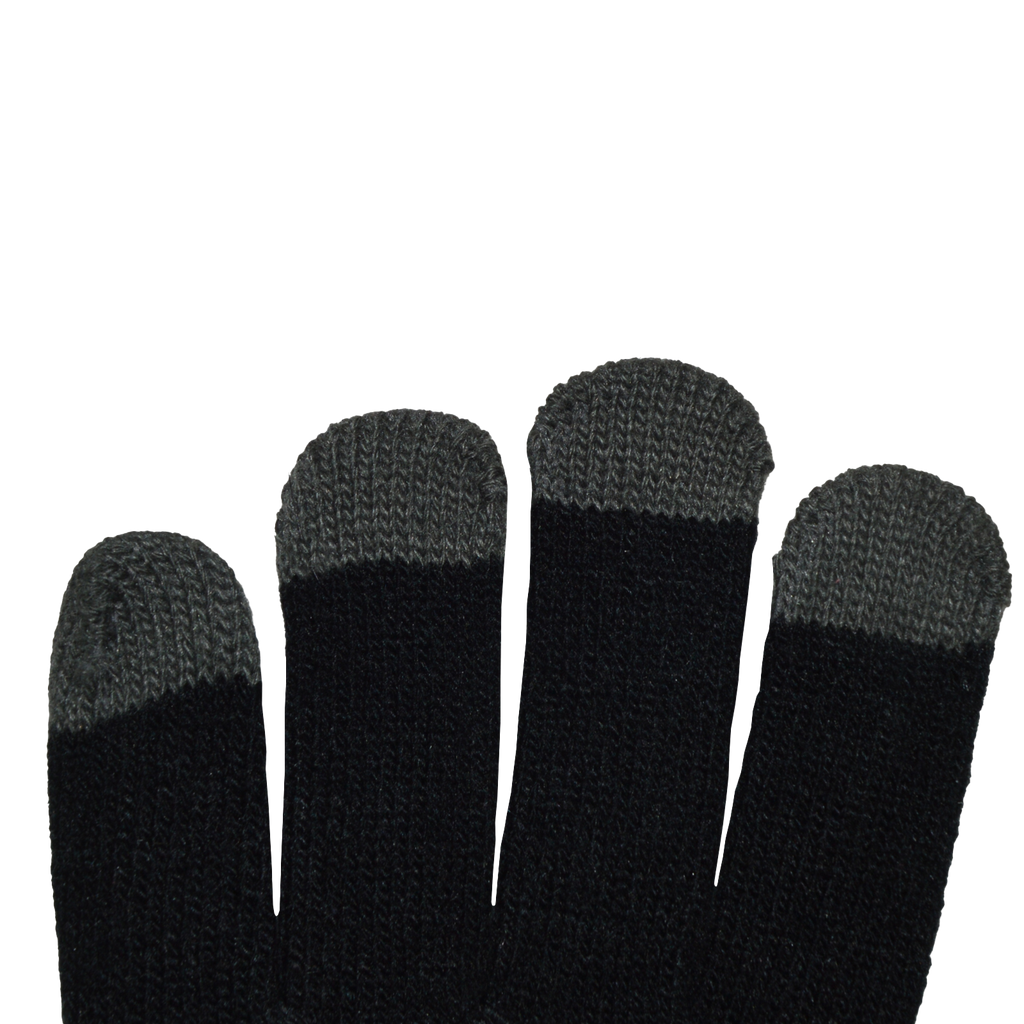 Smartphone-Handschuhe von Borussia Dortmund in Schwarz mit grauen Fingerspitzen, ideal für Touchscreen-Geräte.