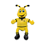 Peluche représentant EMMA, la mascotte du BVB, avec ventouse, 20 cm, coloris noir et jaune, avec le logo du club sur le maillot.