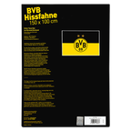 Bandiera a strisce nere e gialle del BVB con il logo del BVB e due stelle, dimensioni 150 x 100 cm, articolo ufficiale del Borussia Dortmund.