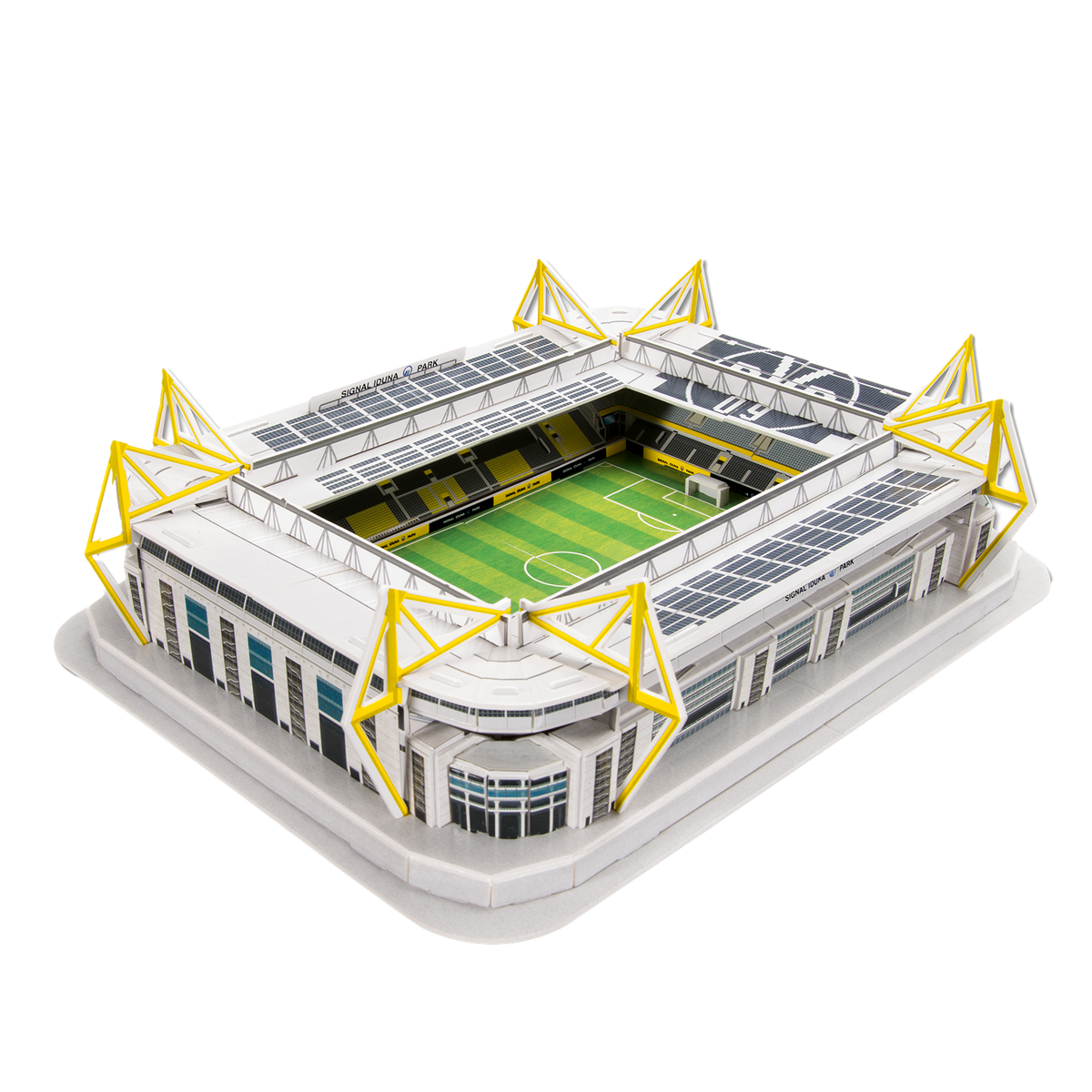 Puzzle 3D du SIGNAL IDUNA PARK, le stade du Borussia Dortmund, avec une représentation détaillée du stade aux couleurs noir et jaune. Idéal pour les supporters du BVB et les passionnés de maquettes.