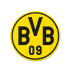 Logo rotondo del BVB nei colori sociali nero e giallo con la scritta nera “BVB 09”, adatto per articoli da tifoso del Borussia Dortmund.