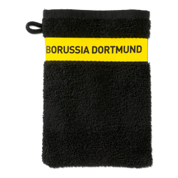 Salvietta del Borussia Dortmund nei colori nero e giallo con la scritta “BVB”, realizzata in morbido tessuto a spugna.