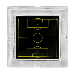 BVB ashtray with a transparent design and a black-and-yellow soccer field motif—a stylish fan item for Borussia Dortmund fans.