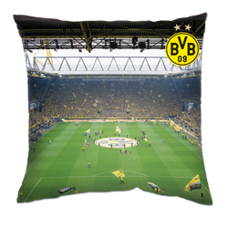 This BVB pillow features the South Stand at SIGNAL IDUNA PARK, packed with fans and black and yellow flags—perfect for Borussia Dortmund fans.