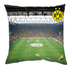 This BVB pillow features the South Stand at SIGNAL IDUNA PARK, packed with fans and black and yellow flags—perfect for Borussia Dortmund fans.