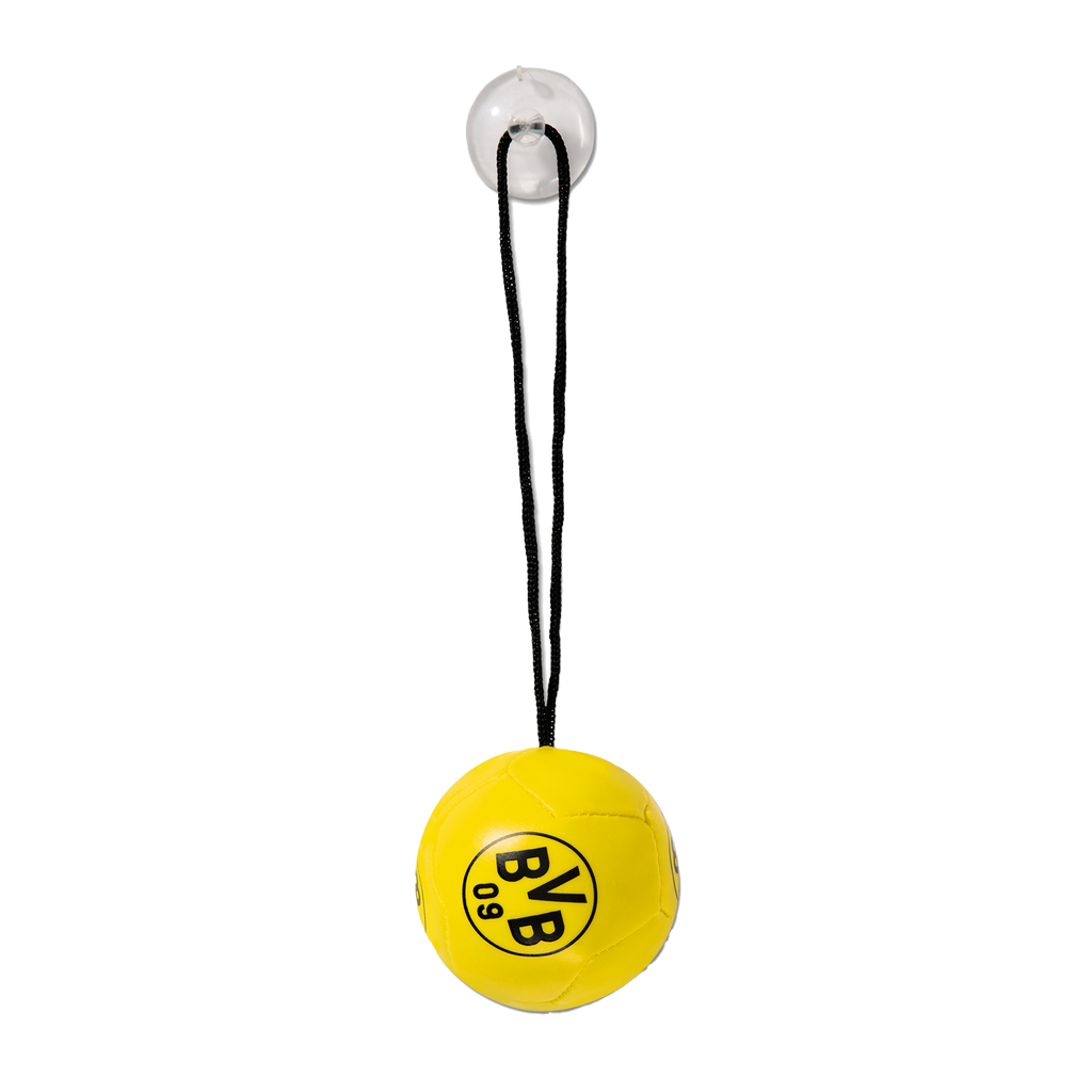 黄色多特蒙德（BVB）车用后视镜挂饰，配有黑色“BVB 09”标志和黑色悬挂绳，是球迷装饰爱车的理想之选。