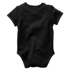 Rear view of a black-and-yellow Borussia Dortmund baby bodysuit with yellow stitching for little BVB fans.