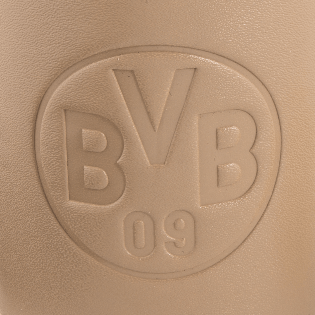 Vaso cúbico del BVB en negro y amarillo con el logotipo «BVB 09» grabado, un accesorio ideal para los aficionados del Borussia Dortmund