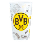 Verre du BVB orné d’un grand logo noir et jaune du BVB, de motifs illustrés liés au football et d’un design représentant le stade : un article parfait pour les supporters du Borussia Dortmund.