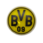 Un calentador de manos con la forma del logotipo del BVB y un llamativo diseño en negro y amarillo, ideal para los días fríos.