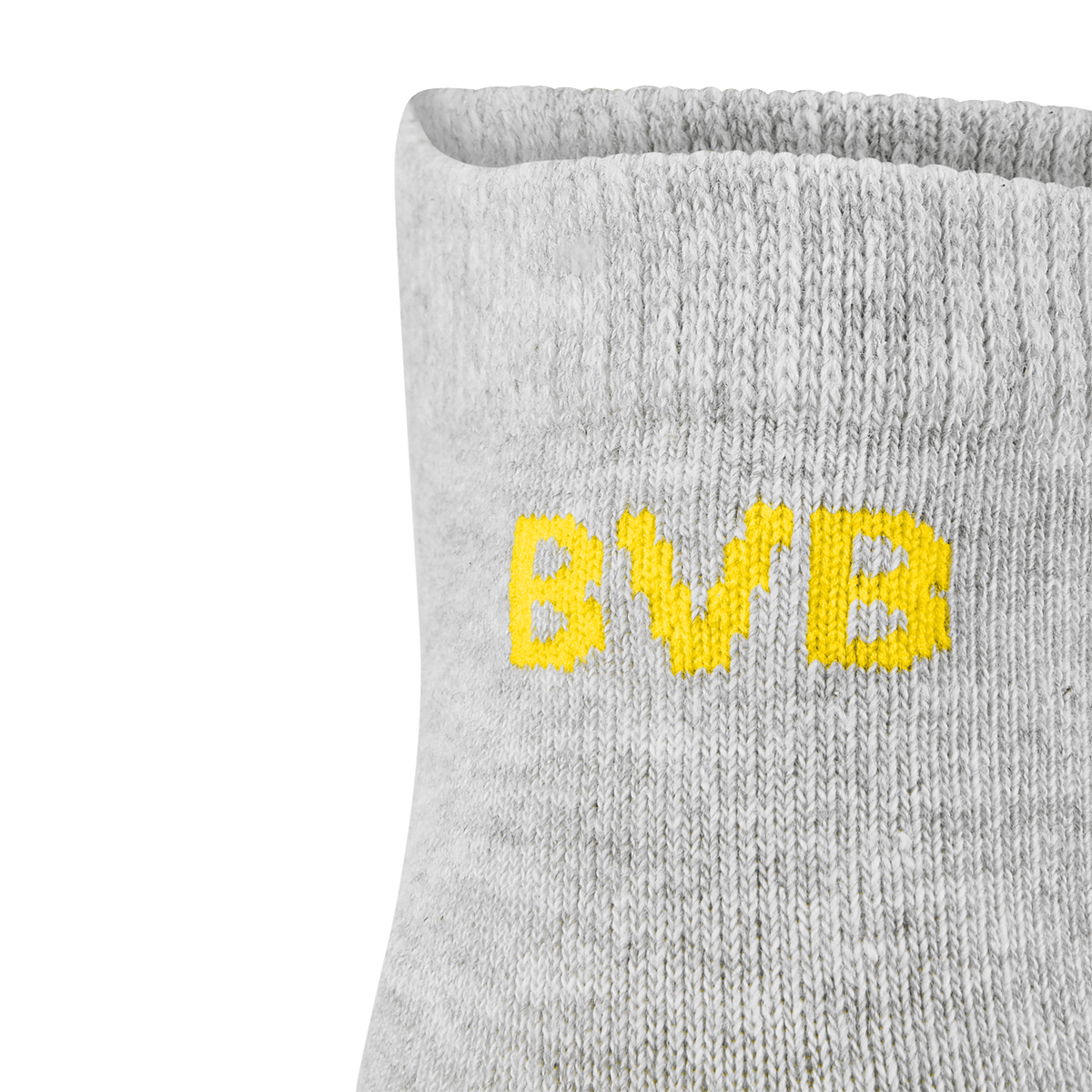 Calzini grigi in confezione da 3 con logo giallo del BVB sul bordo, merchandising ufficiale del Borussia Dortmund realizzato da PUMA.