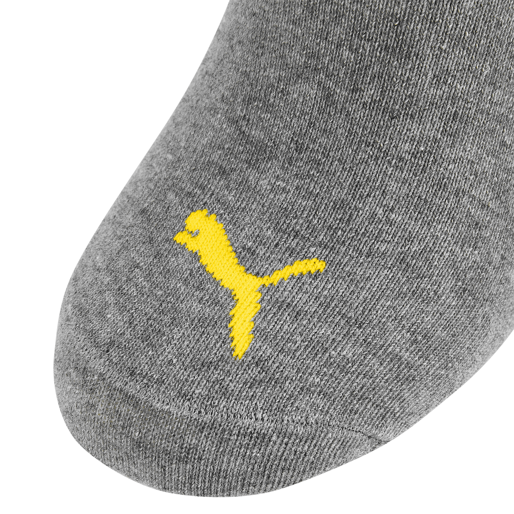 Graue Borussia Dortmund Ankle Socks von Puma mit gelbem Puma-Logo, ideal als bequeme und stylische Fanbekleidung.
