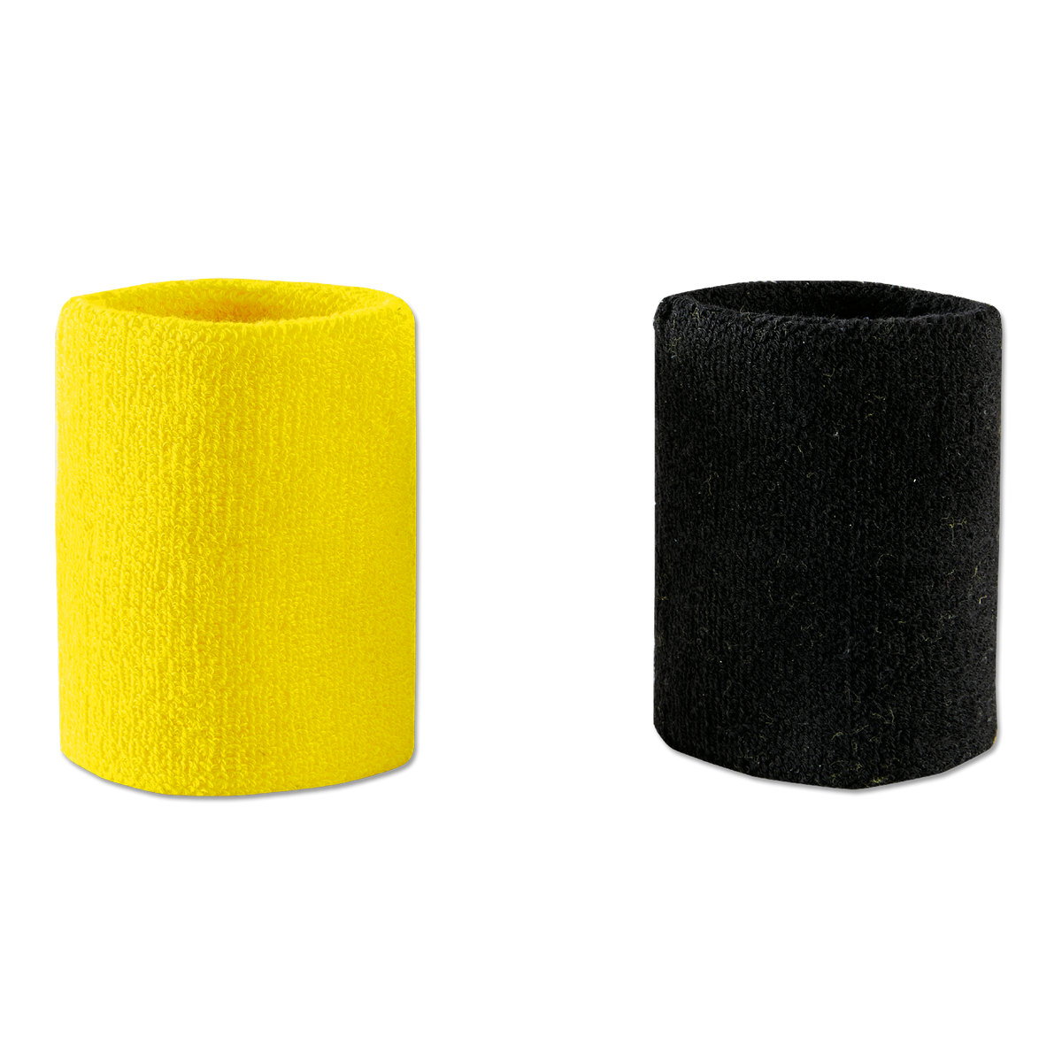 Borussia Dortmund sweatbands in a convenient set featuring one yellow and one black band, ideal for fans and athletic activities.