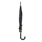 Black folding umbrella with black-and-yellow details, the BVB emblem, and a curved handle—perfect for Borussia Dortmund fans.