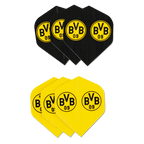 BVB dart flights in the club colors of black and yellow, featuring the BVB 09 logo. The perfect accessory for Borussia Dortmund fans.