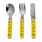 Children's cutlery set in black and yellow with the BVB logo and EMMA design, perfect for young Borussia Dortmund fans.