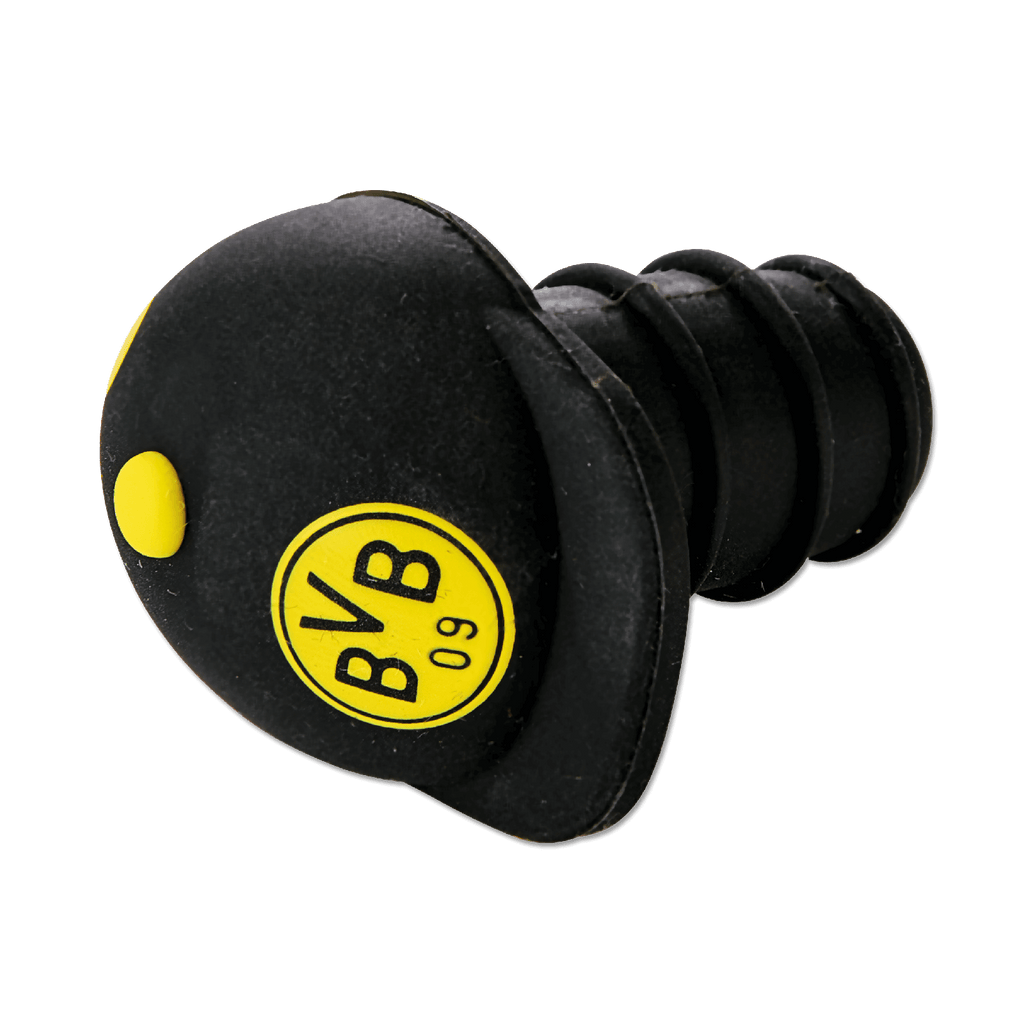 Schwarzgelber BVB-Flaschenverschluss mit dem offiziellen Logo und Schriftzug BVB 09, ideal als Fanartikel oder Accessoire.