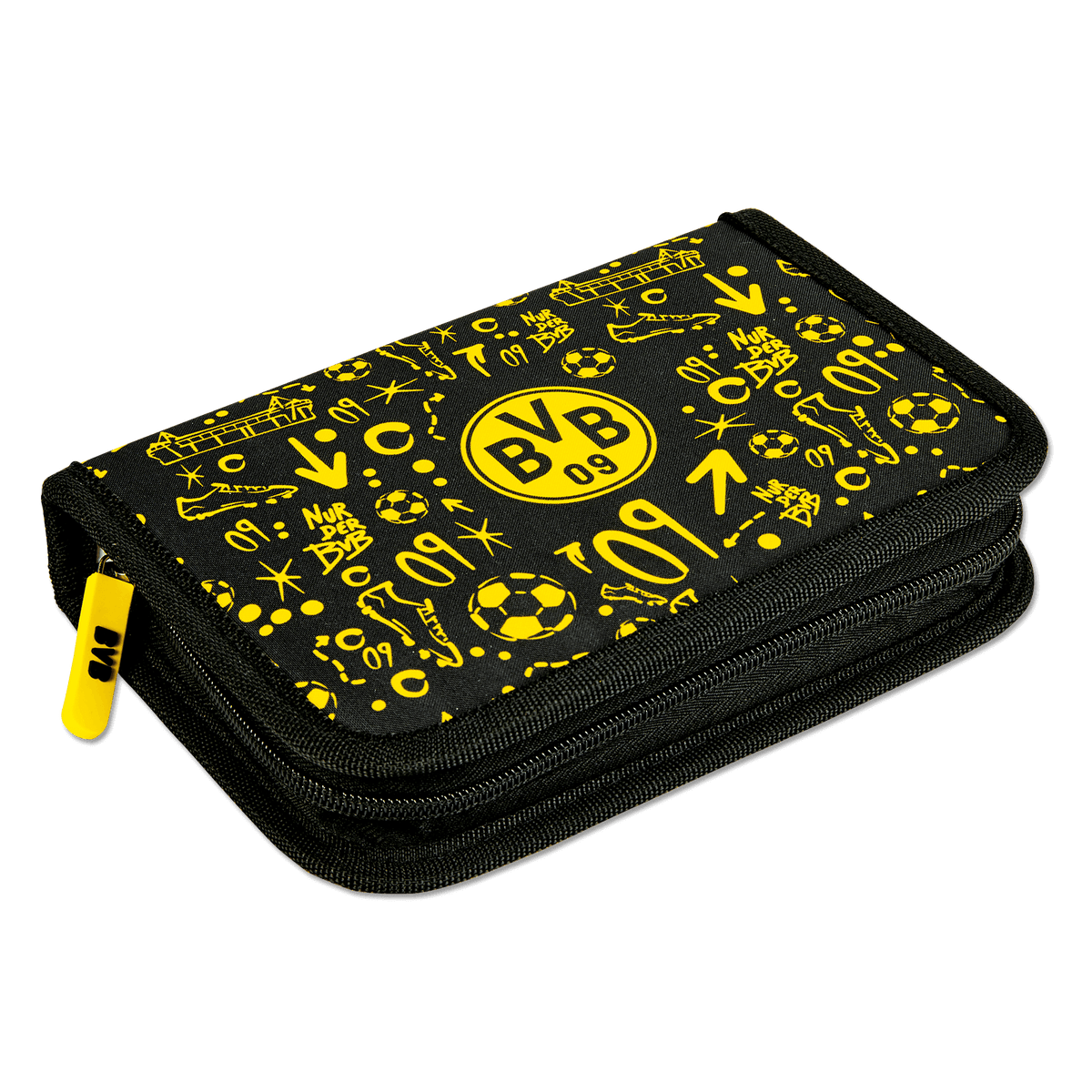 Astuccio del BVB nei colori nero e giallo, con il caratteristico logo della società e un design ispirato al calcio, ideale per la scuola e la vita quotidiana dei tifosi del Borussia Dortmund.