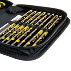 BVB-Federmäppchen in schwarzgelbem Design mit Borussia Dortmund Logo, enthält farbige Stifte, passend für Schule und Fans.