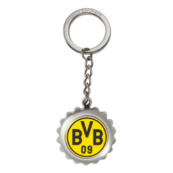 ボルシア・ドルトムントのキーホルダー。黒と黄色の象徴的なBVBロゴが施され、頑丈な金属製のフレームで仕上げられています。