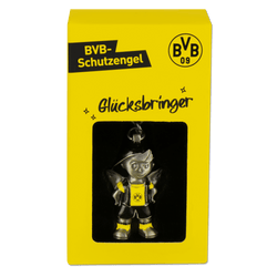 BVB“幸运符”钥匙扣，造型为守护天使，带有BVB标志，装在印有文字的黄色包装盒中。