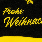 Borussia Dortmund Christmas stocking in black and yellow with the embroidered message "Merry Christmas," perfect as a fan item or Christmas decoration.