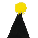 Schlichtes Design einer schwarzgelben Weihnachtsmütze mit auffälligem gelbem Bommel, ideal für Fans von Borussia Dortmund als winterliches Accessoire.