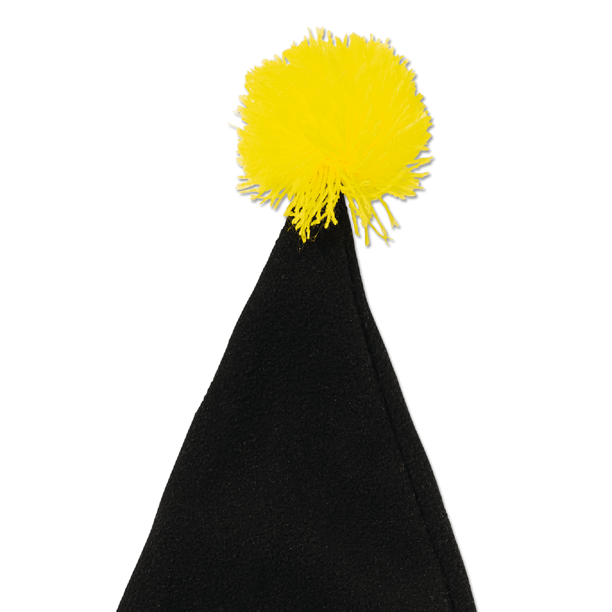 Schlichtes Design einer schwarzgelben Weihnachtsmütze mit auffälligem gelbem Bommel, ideal für Fans von Borussia Dortmund als winterliches Accessoire.