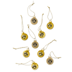 Ein Set aus 9 schwarzgelben Mini-Weihnachtskugeln mit dem BVB 09-Logo, perfekt für die Weihnachtsdekoration von Borussia Dortmund Fans.