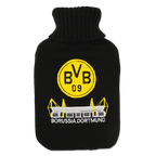 Borsa dell'acqua calda del BVB nei colori nero e giallo, con fodera lavorata a maglia, logo giallo della società e motivo “SIGNAL IDUNA PARK”. Perfetta per i tifosi del Borussia Dortmund.