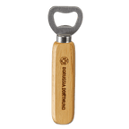 High-quality BVB bottle opener with a wooden handle and an engraved Borussia Dortmund logo—perfect as a fan item or gift.
