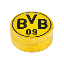 Foulard magique jaune du BVB orné du logo classique du Borussia Dortmund en noir et jaune, idéal comme article de supporter ou comme cadeau.