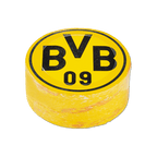 Foulard magique jaune du BVB orné du logo classique du Borussia Dortmund en noir et jaune, idéal comme article de supporter ou comme cadeau.