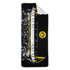 Serviette en microfibre noir et jaune du BVB, ornée d'un motif « SIGNAL IDUNA PARK » et d'un grand emblème du BVB, idéale pour le quotidien ou le sport.
