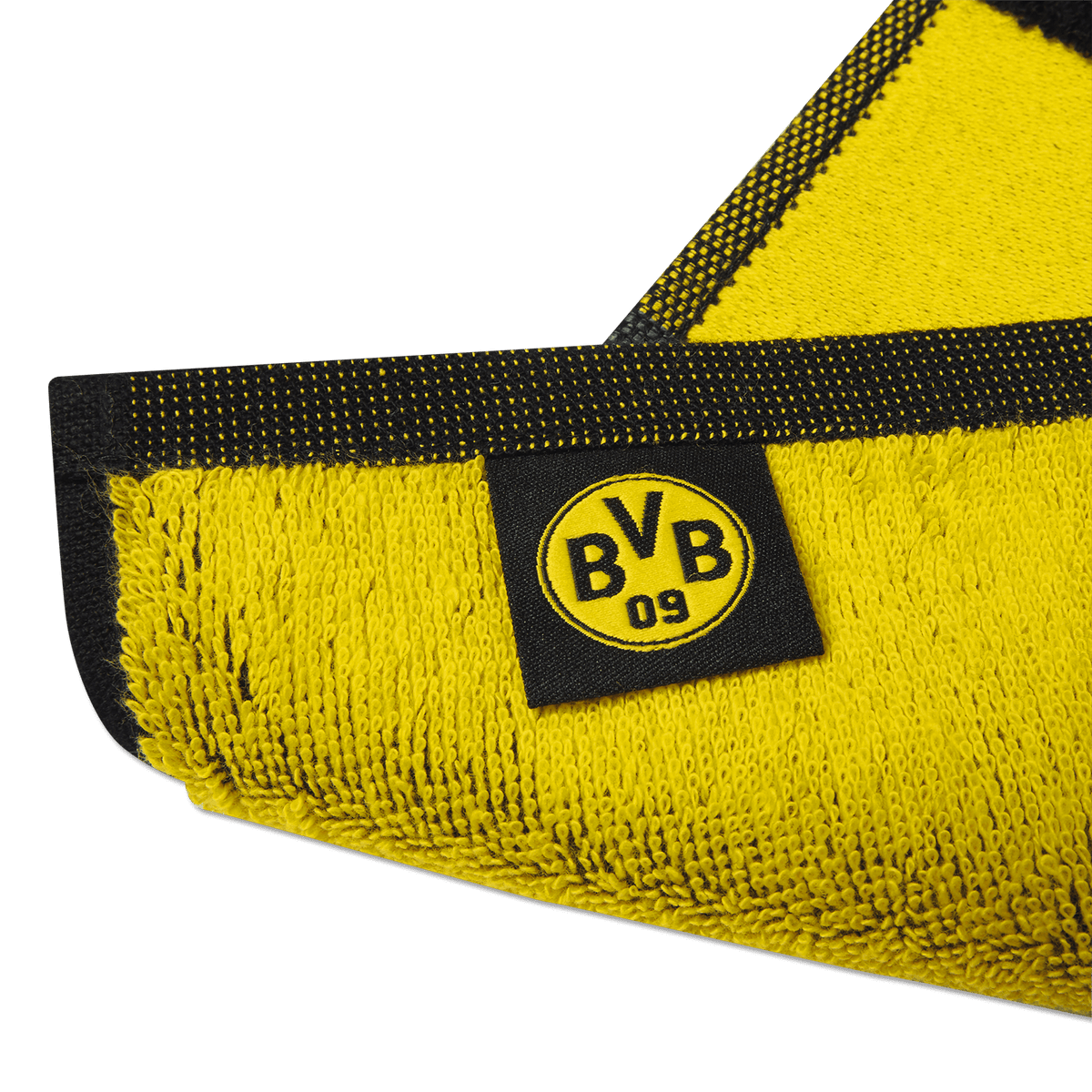 Asciugamano del BVB nei colori nero e giallo, con l’emblema del BVB in evidenza e una trama di alta qualità, ideale per i tifosi del Borussia Dortmund.