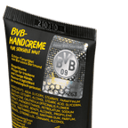 Crema per le mani Borussia Dortmund BVB per pelli sensibili, tubetto nero con dettagli gialli, dermatologicamente testata per mani secche e screpolate.