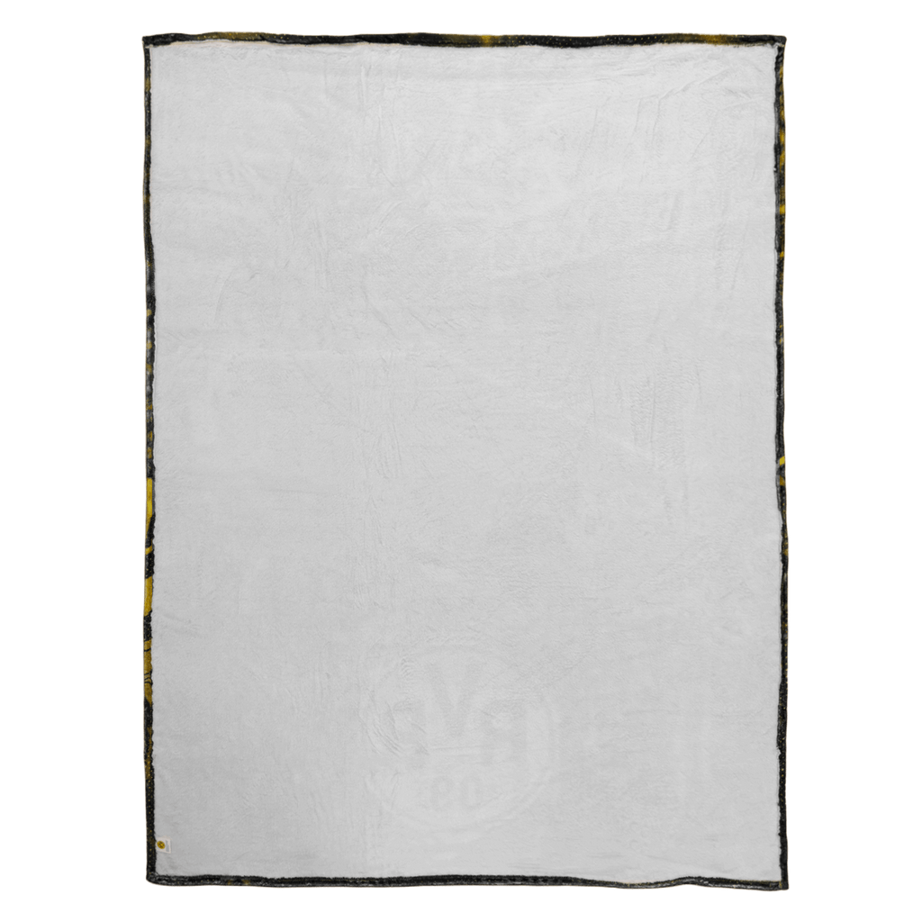Couverture polaire du BVB avec imprimé du stade en noir et jaune, idéale pour les supporters du Borussia Dortmund, dimensions : 150 x 200 cm.