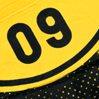 Couverture polaire du BVB aux couleurs noir et jaune, ornée d'un motif représentant le stade et du chiffre emblématique 09, idéale pour les supporters du Borussia Dortmund.