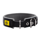 Collare per cani BVB nero e giallo in neoprene con elemento riflettente e robusti elementi metallici, adatto a cani di taglia medio-grande.
