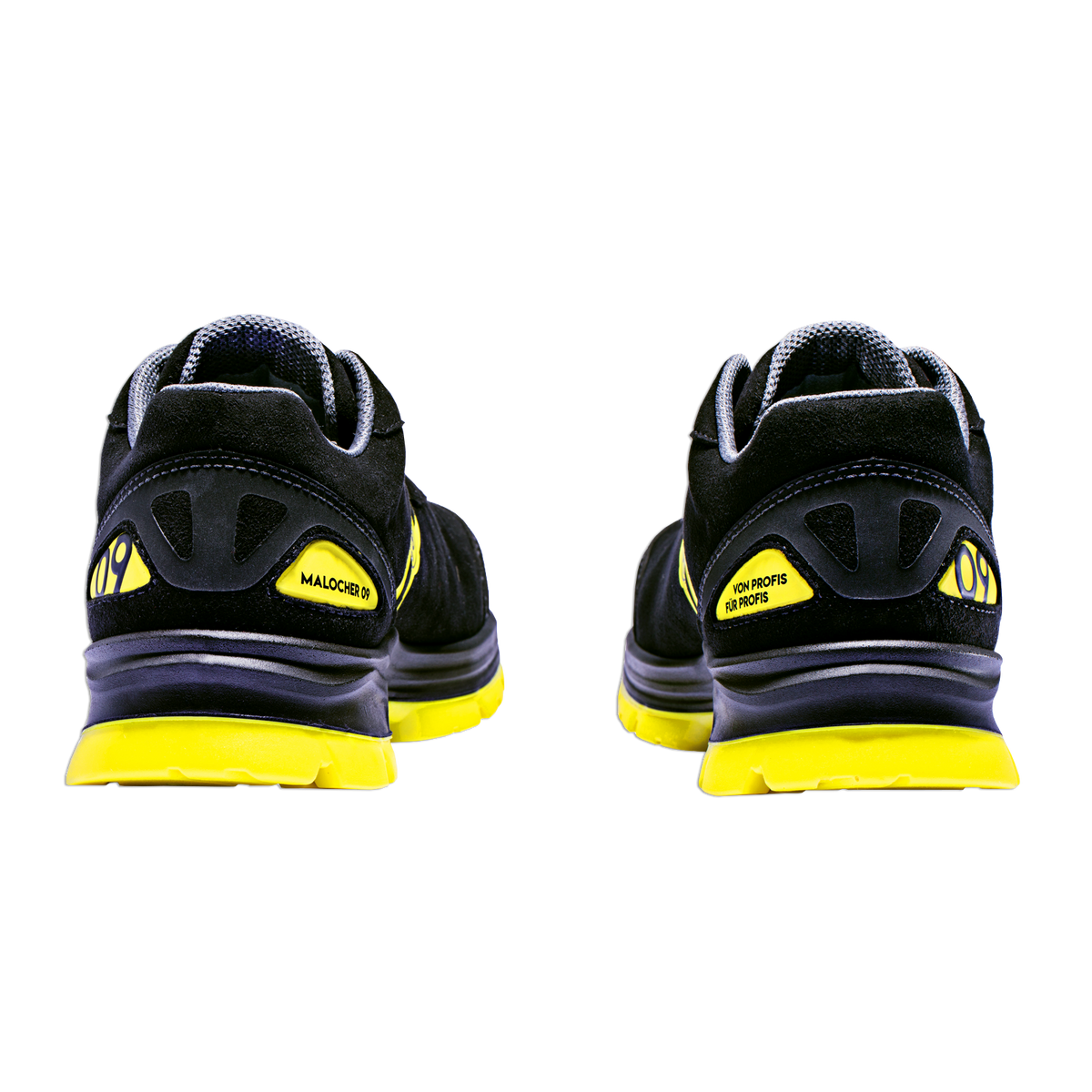 Black and yellow BVB S3 Malocher 09 safety shoe, designed for work and safety, with a slip-resistant sole and durable material.