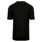 Maglietta nera del BVB da uomo vista da dietro. Design sobrio con logo giallo sulla manica.