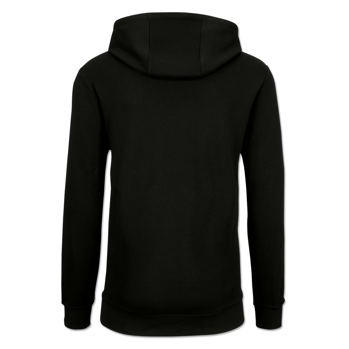 Schwarzer BVB-Hoodie für Herren in der Rückansicht, schlichtes Design mit Kapuze.