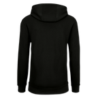 Sudadera con capucha negra del BVB para hombre, vista desde atrás; diseño sencillo con capucha.