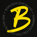 Sudadera con capucha negra del BVB para mujer, con un gran logotipo amarillo del BVB y la inscripción en gris «Wir halten fest und treu zusammen» (Nos mantenemos unidos y fieles), como artículo para aficionados del Borussia Dortmund