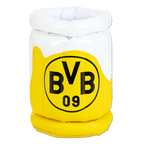 Schwarzgelber aufblasbarer BVB-Bierkühler mit auffälligem BVB-Logo, ideal für Fans von Borussia Dortmund.