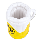 Aufblasbarer Bierkühler in Form eines Bierkrugs mit BVB-Logo in schwarzgelb, ideal für Borussia Dortmund Fans.