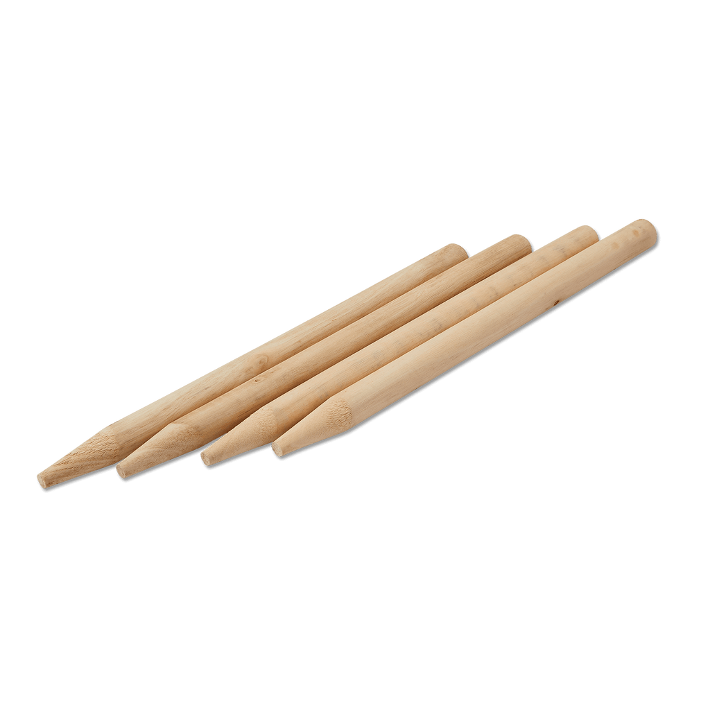 Set of four natural wooden cuticle sticks, ideal for manicures and pedicures.