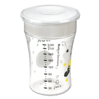 Transparent BVB Magic Cup with a measuring scale, black-and-yellow design, and kid-friendly motifs—perfect for Borussia Dortmund fans.