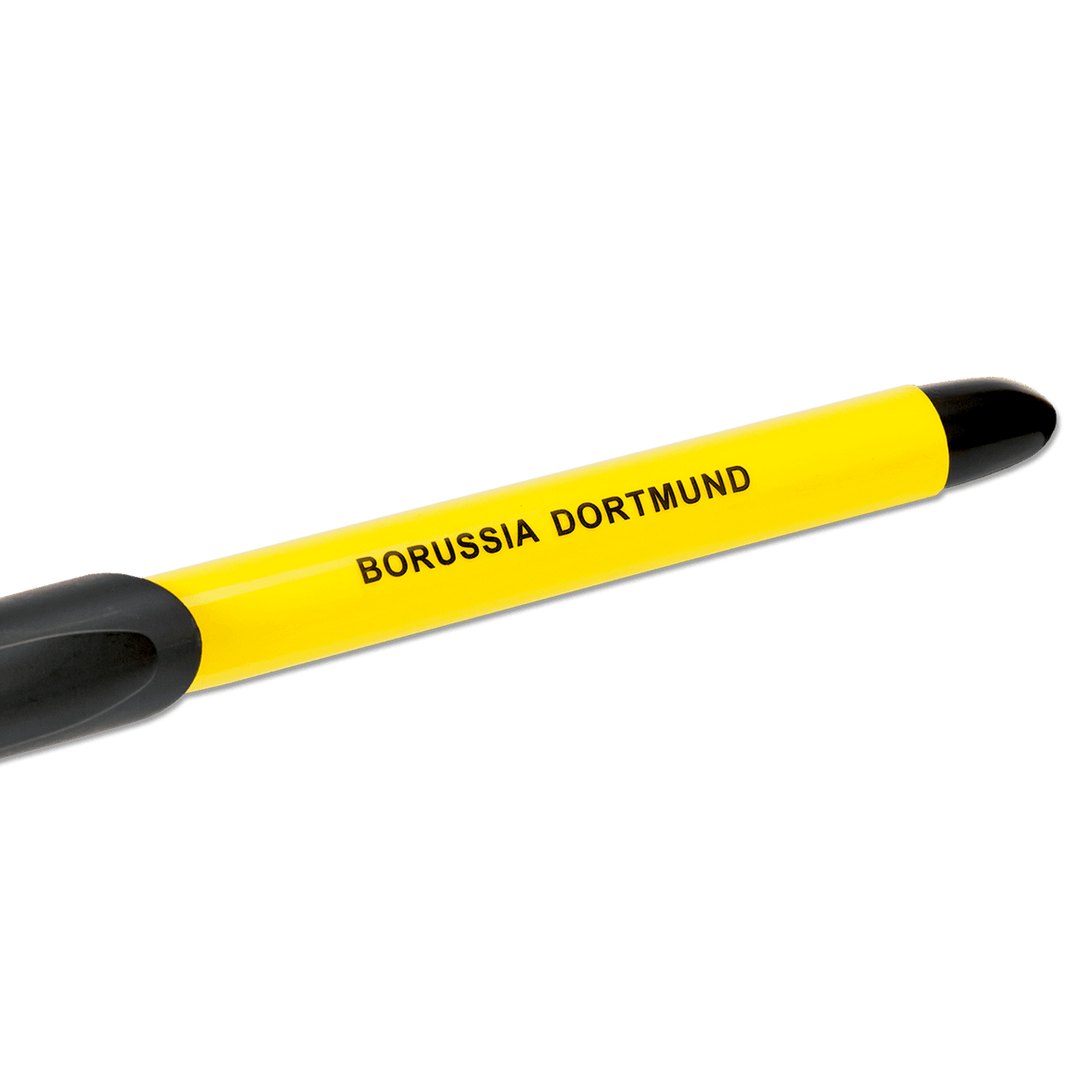 Penna a sfera a inchiostro nero e giallo del BVB con la scritta "Borussia Dortmund", ideale per i tifosi e come pratico accessorio per scrivere.